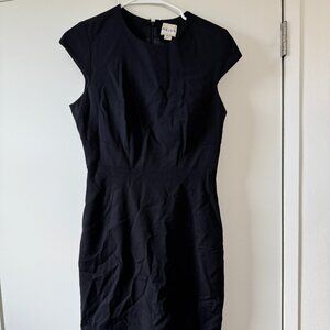 Reiss Black Sheath Dress – Cap Sleeve – Tailored Midi – Classic Work/Evening